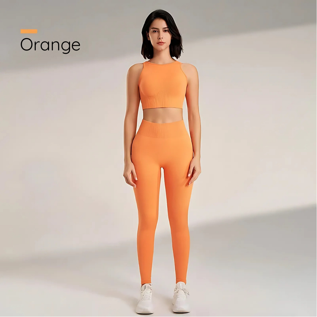 Gym Queen - Two-Piece High Waisted Leggings and Top Set