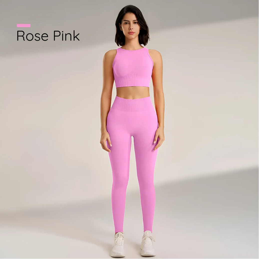 Gym Queen - Two-Piece High Waisted Leggings and Top Set