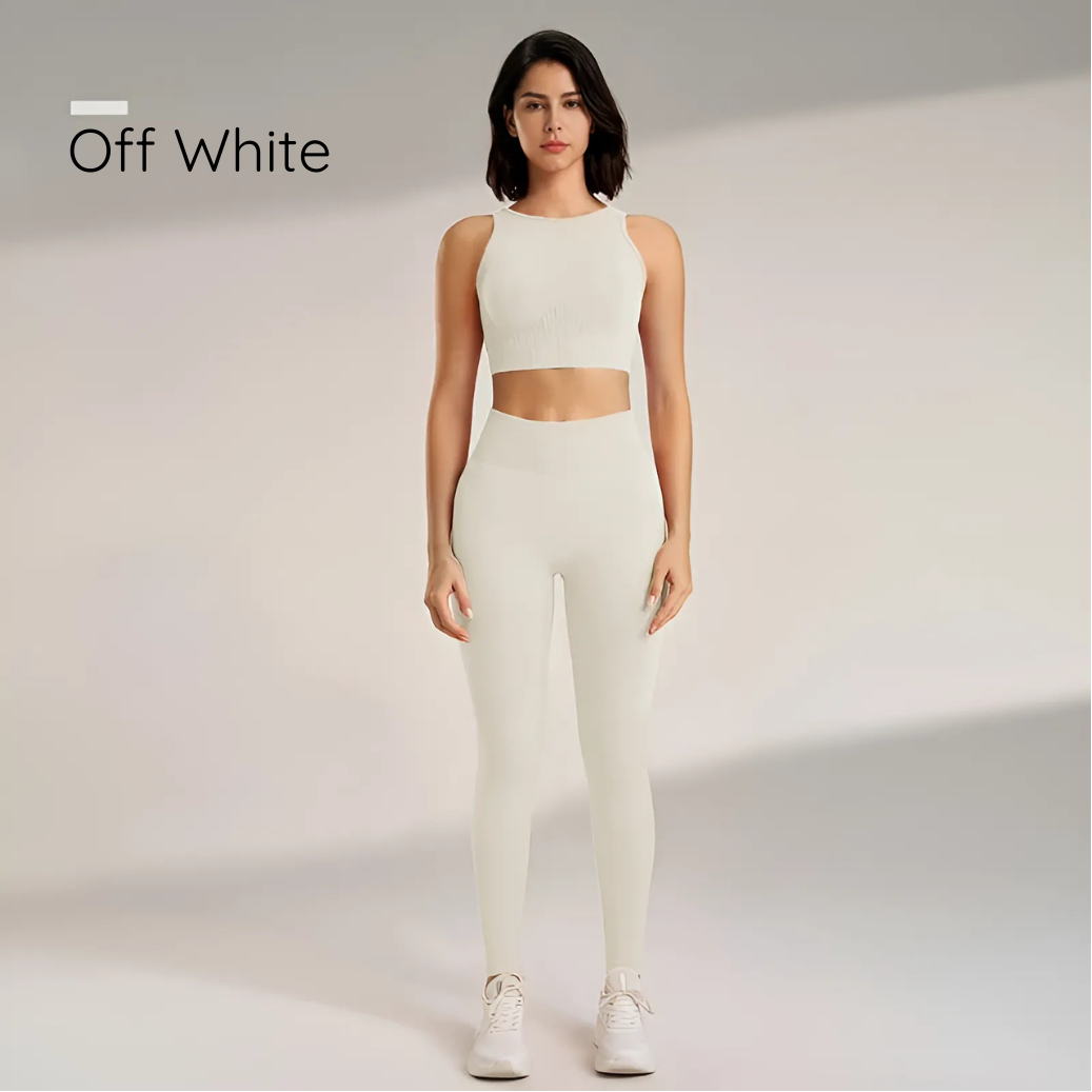 Gym Queen - Two-Piece High Waisted Leggings and Top Set