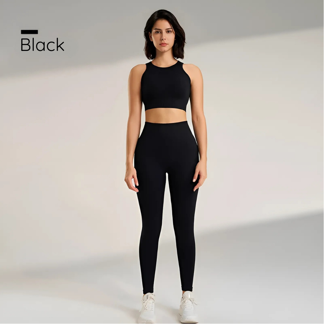 Gym Queen - Two-Piece High Waisted Leggings and Top Set