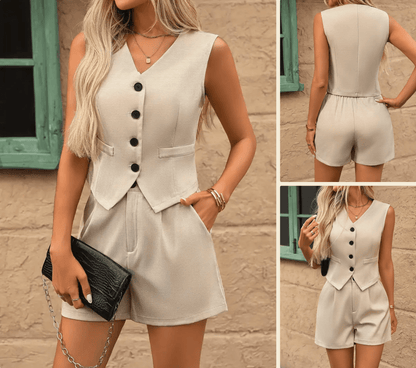 Sophis Two-Piece: Vest & High-Waist Shorts Set