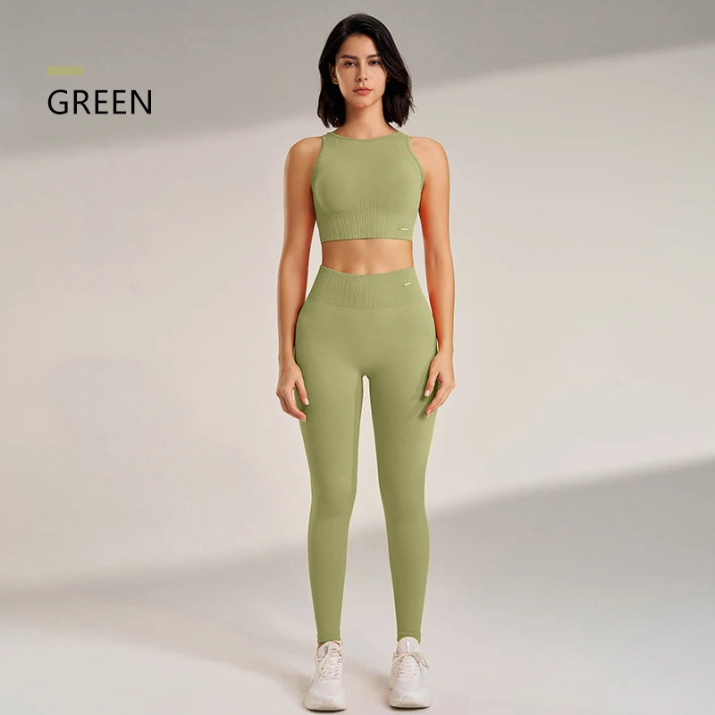 Gym Queen - Two-Piece High Waisted Leggings and Top Set