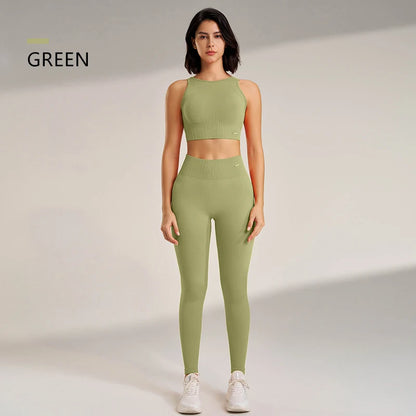 Gym Queen - Two-Piece High Waisted Leggings and Top Set