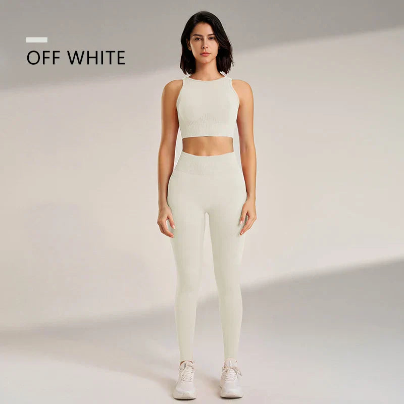 Gym Queen - Two-Piece High Waisted Leggings and Top Set