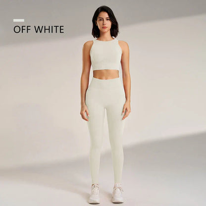 Gym Queen - Two-Piece High Waisted Leggings and Top Set