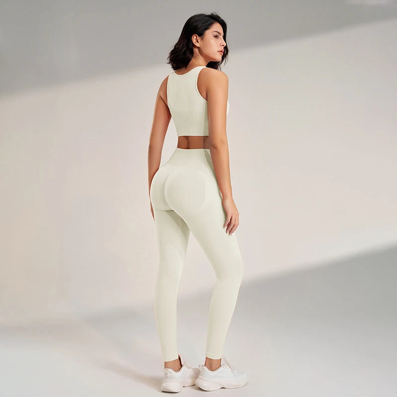 Gym Queen - Two-Piece High Waisted Leggings and Top Set