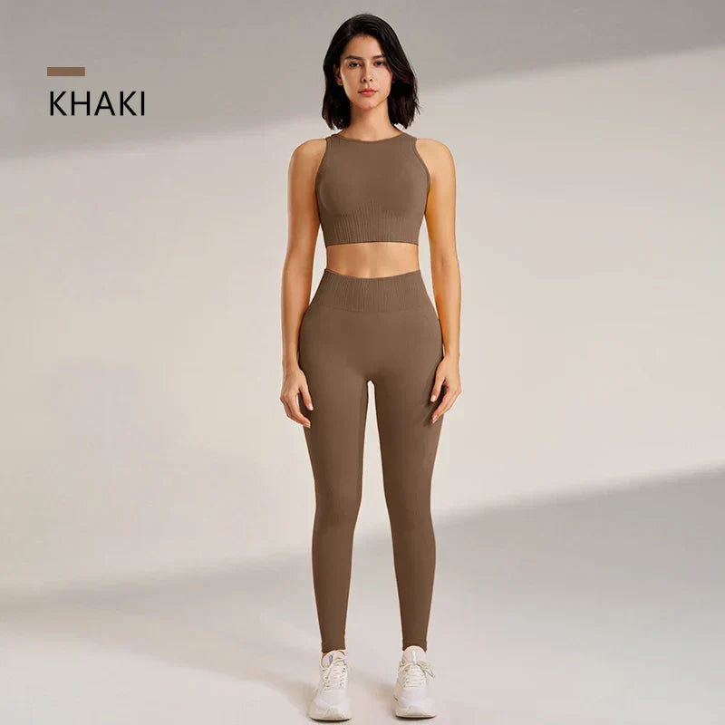 Gym Queen - Two-Piece High Waisted Leggings and Top Set