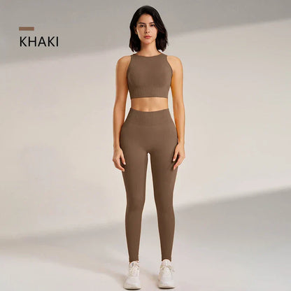 Gym Queen - Two-Piece High Waisted Leggings and Top Set