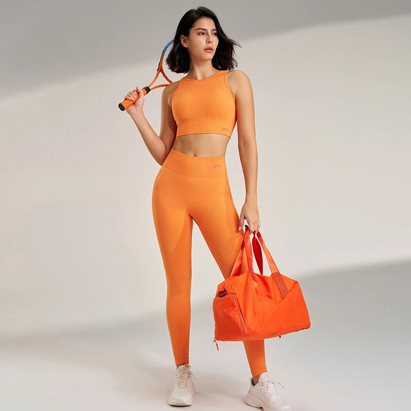 Gym Queen - Two-Piece High Waisted Leggings and Top Set
